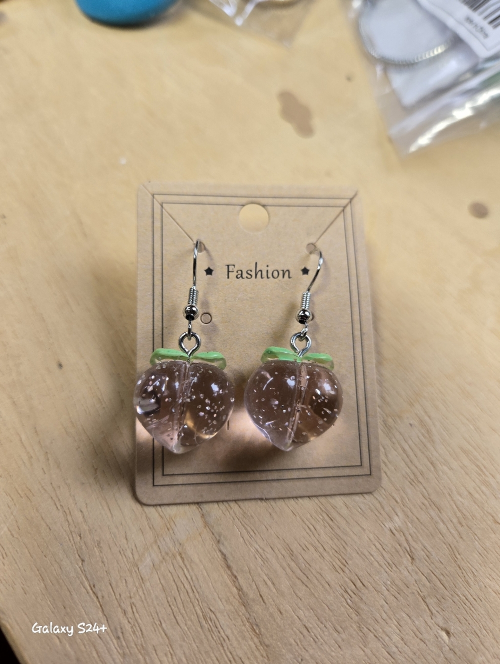 Handmade Acyrlic Pink Peach Earrings.